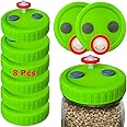 Bluwtpoclan 8Pcs Wide Mouth Liquid Culture Lids,Plastic Mason Jar Lid with 0.22um PTFE Syringe Filter & 20mm Self Healing Injection Ports For Mushroom