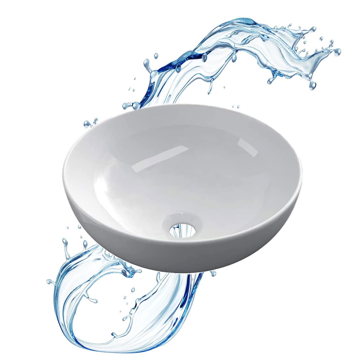 Starbath-Plus-Lavabo-de-Ceramica-con-Forma-Redonda-Color-Blanco-Sin-Taladro-Grifo-Medidas-32-x-32-x-15-cm