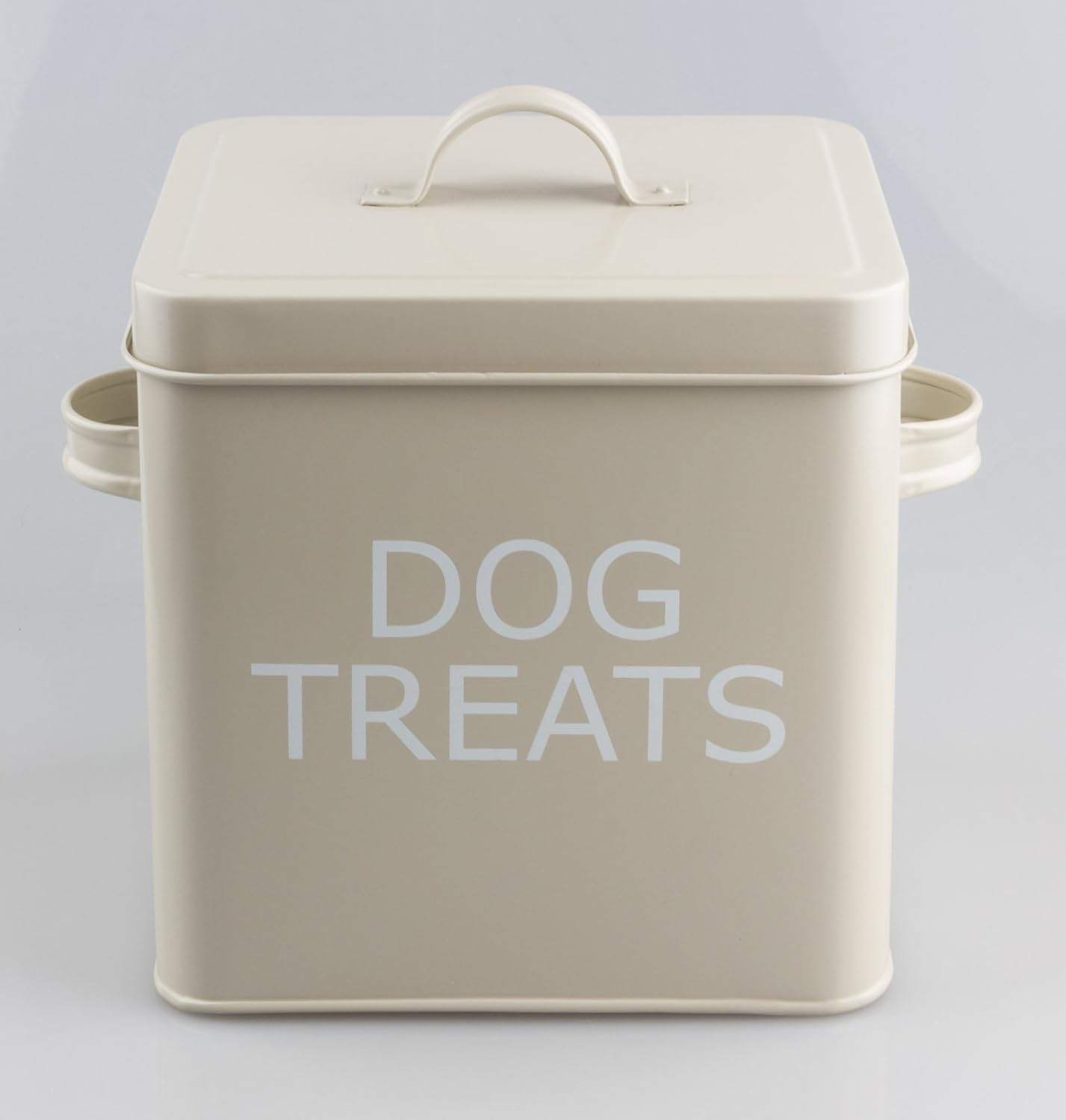 Caja de lata con tapa, estilo retro vintage con texto 