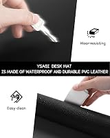 YSAGi Non-Slip Desk Pad 80x40 cm Waterproof PVC Leather Desk Protector Black view 5