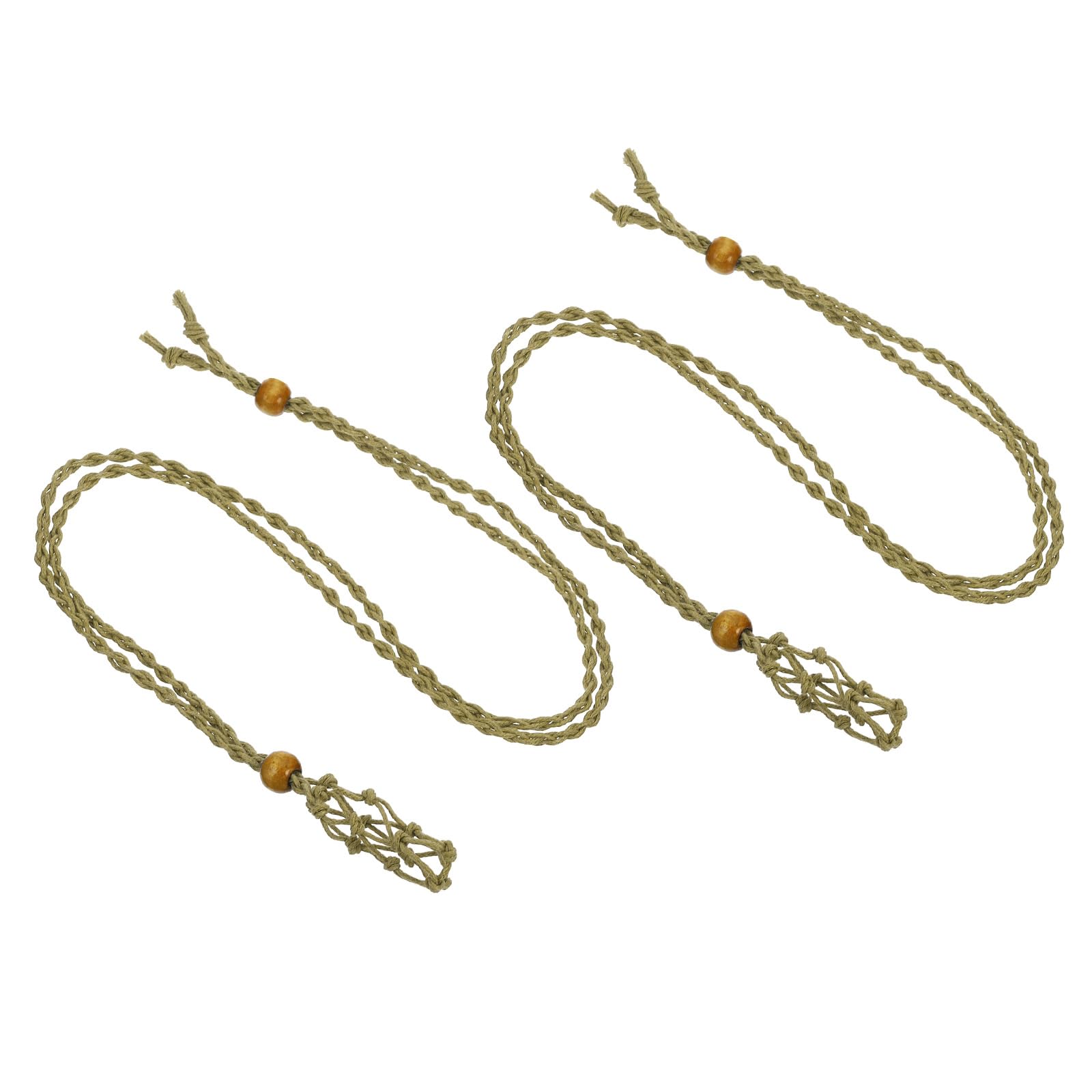 PATIKIL Empty Stone Necklace Holder, 2 Pcs Crystal Stone Holder Cage, Crystal Stone Necklace Cord with Adjustable Length for DIY Bracelet Necklace Jewelry, Brown