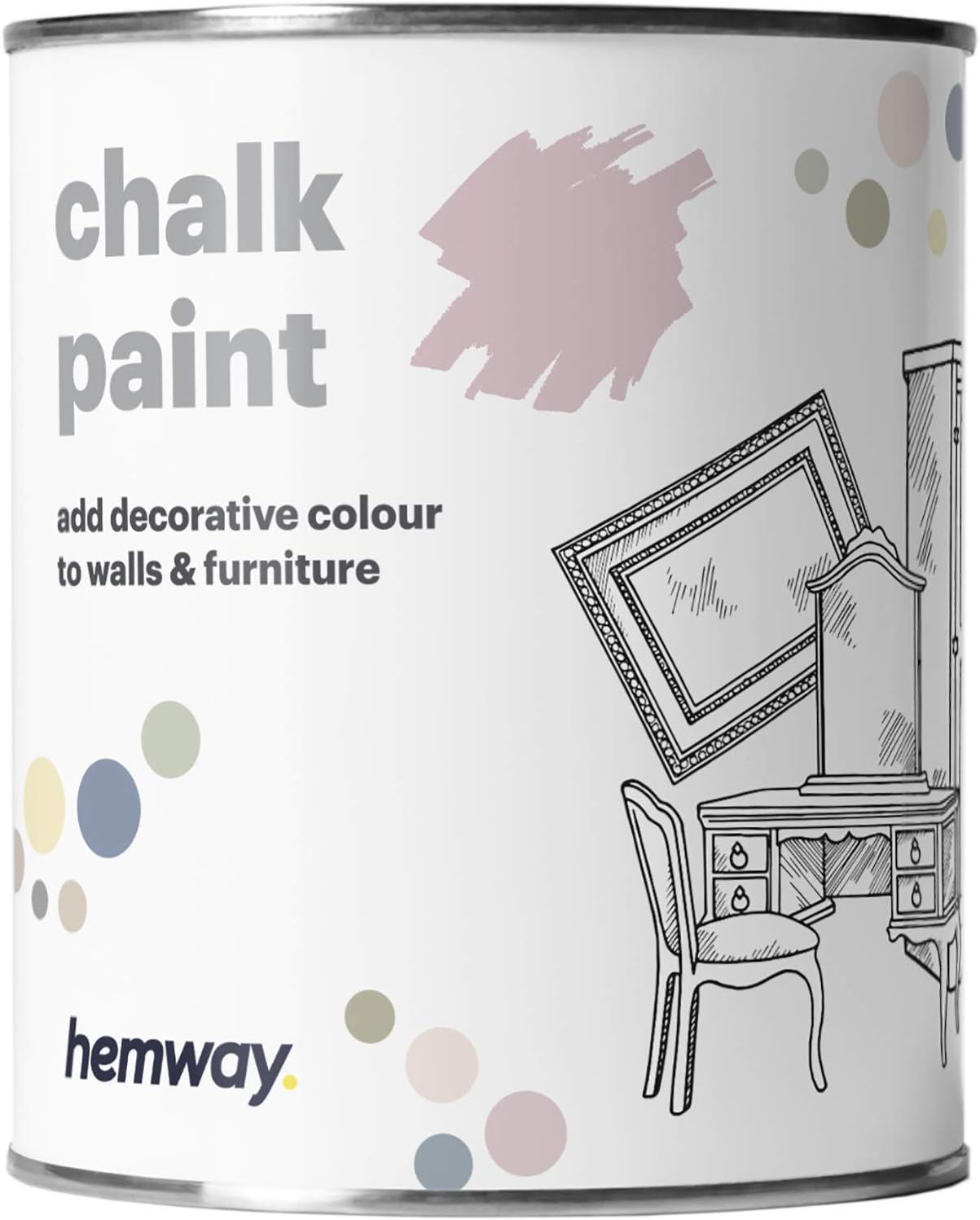Chalk Paint Candy Floss Pink Furniture Paint 1L, Matt Finish Shabby Chic, Chalk Furniture & Walls, Quick Dry & 1 Coat, Hemway