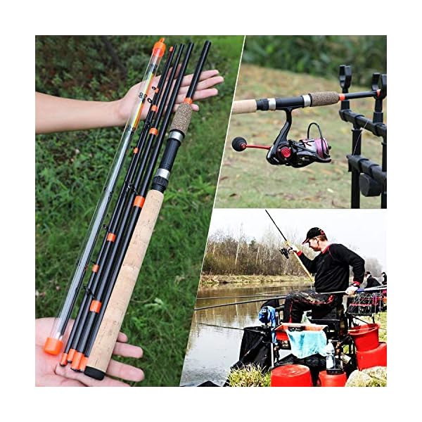 YMYGCC Angelrute Feeder Angel Verlängerte Handle6 Abschnitte Angelrute Carbon-Faser-Reise Rod Angelausrüstung (Color : A… – Bild 6