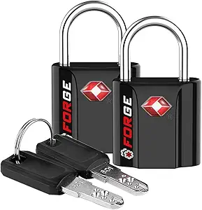 Black 2 Pack TSA Approved Travel Luggage Locks Ultra-Secure Dimple Key Travel Locks with Zinc Alloy Body