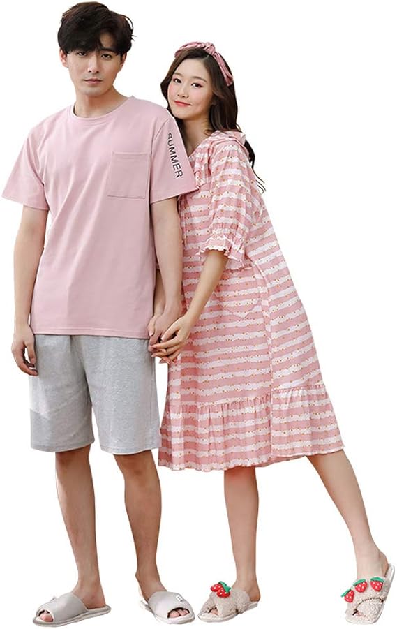 Amazon Co Jp ペアルック ルームウェア ペア パジャマ カップル 半袖 部屋着 寝間着 上下セットお揃い ペアパジャマ メンズ レディース ギフト 結婚祝い 夏 春向き ギフト 女性用 ワンピースパジャマ 服 ファッション小物