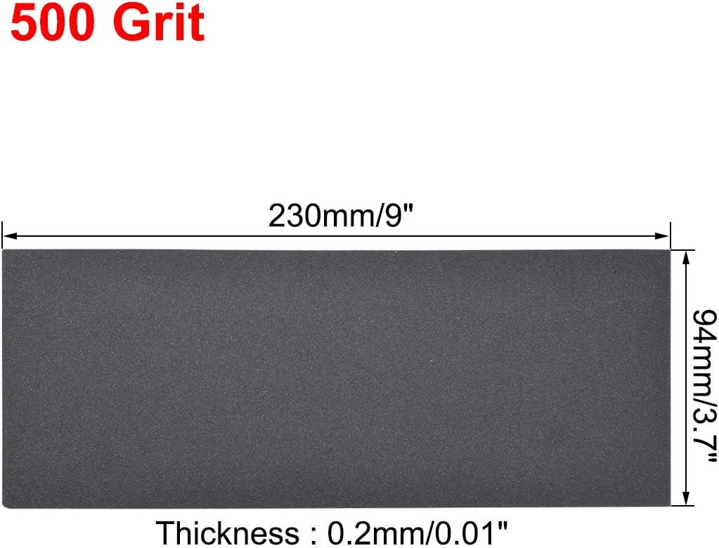 sourcing map 500 Grits Sanding Sheets 9-inch x 3.6-inch Wet Dry Silicon Carbide Sandpaper for Wood Furniture Metal Polishing 5pcs - Image 4