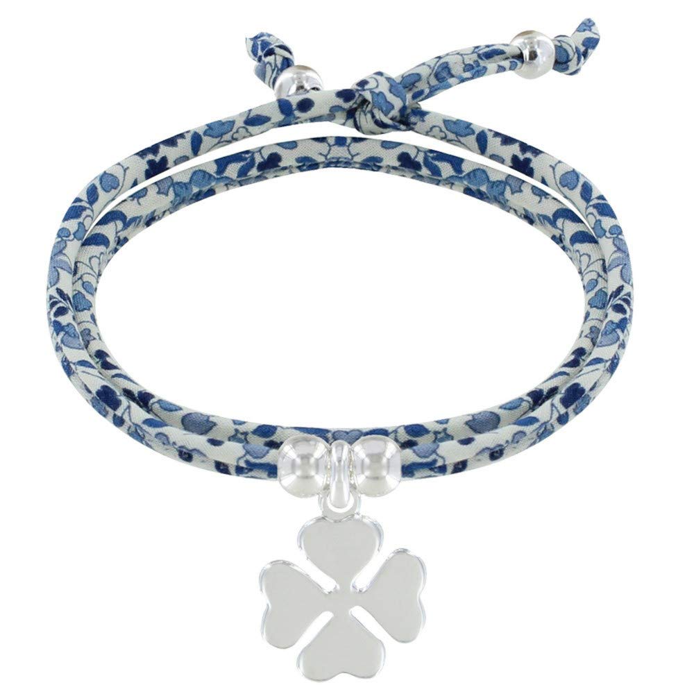 LES POULETTES BIJOUX - Double Round Link Bracelet liberty and Silver 925 Lucky Charm - Colors - Blue Navy — image 1