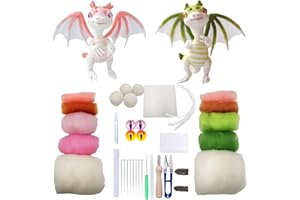 DEUXPER Needle Felting Kits Beginners, DIY Wool Felt Dragon Materials Set for Adults Kids, Needle Felting Craft Project Gift for Women Men