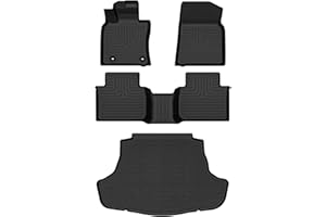 Wayhigh-All Weather Floor Mats & Cargo Liner Set for Toyota Camry FWD 2018-2024(Non AWD & Hybrid),Custom Fit TPE Heavy Duty Car Mats Camry Accessories- Black