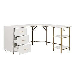 Techni Mobili L Shaped Desk - Two-Toned Computer
