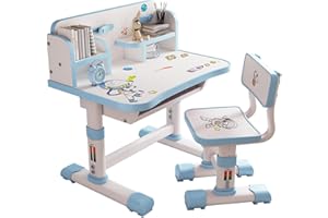 HOVTOIL Study Table and Chair Set for Kids,Children's Large Kid School Desk, Ergonomic Design Children's Desk Desk for Kid,Eco Friendly Material Study Table for Kids,Child Table (Blue)