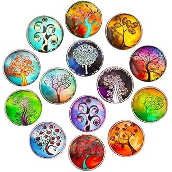 Aligle 14pcs Glass Tree Refrigerator Magnets Beautiful Fridge Funny for Office Cabinets Whiteboards Decorative Photo Gift Button