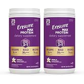 Ensure Max Protein 3-in-1, Vanilla Powder, 30g Protein, Creatine, 2 Pack | Daily Supplement with 30g Protein, 5g Creatine Monohydrate, &amp; 3g CaHMB for Active Adults, with 150 Calories and 2g Sugar