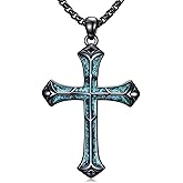 KoyeKei Cross Necklace for Men 925 Sterling Silver Celtic Cross Pendant Christian Jewelry Religious Christmas Gifts for Women