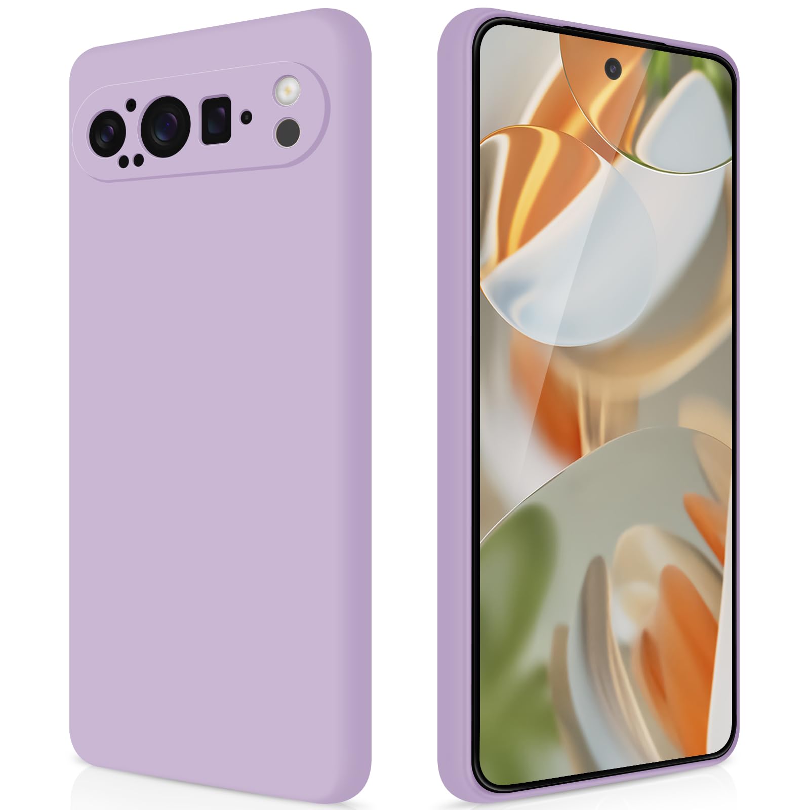 GiiYoon Case Compatible with Google Pixel 9 Pro, Silky-Soft Touch Full-Body Protective Phone Silicone Case, Shockproof Cover with Microfiber Lining, Purple