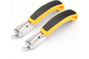 GEARLINTON Staple Remover Heavy Duty Upholstery Staple Puller Tool with Ergonomic Handle for Furniture, Carpet, Carton, Floor (2 Pack, Yellow)