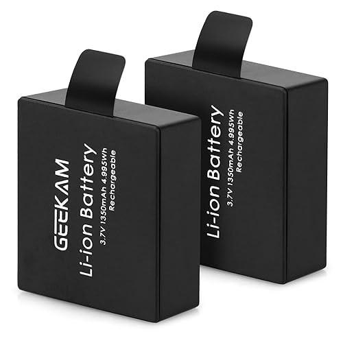 GeeKam Action Camera Battery, 2x1350mAh Rechargeable Battery for Sports  Camera, Compatible for AKASO EK7000, W
