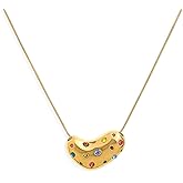 Jean Beau Gold CZ Pendant Necklaces for Woman, Statement Rhinestone 14K Gold Plated Love Chain Charm Necklace Everyday Prom Fashion Jewelry Gift