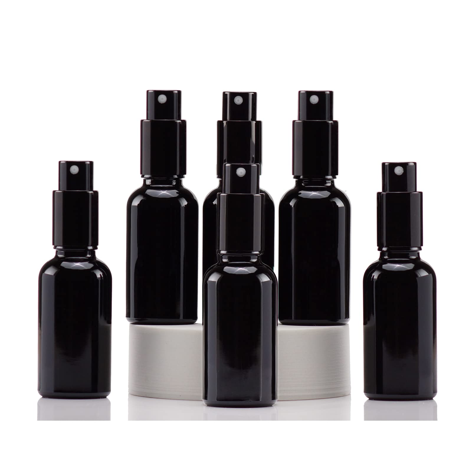 Yizhao 30ml Black Glass Spray Bottle for Essential Oils, Small Empty Fine Mist Spray Bottle, for Cleaning, Aromatherapy, Cosmetic Sprays, Hair –6 Pcs