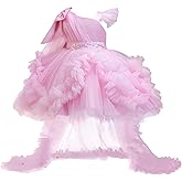 Lamgool Toddler Baby Girls Pageant Formal Dress Ruffle Tulle Elegant Bow Tutu Princess Ball Gown for Birthday Prom Party