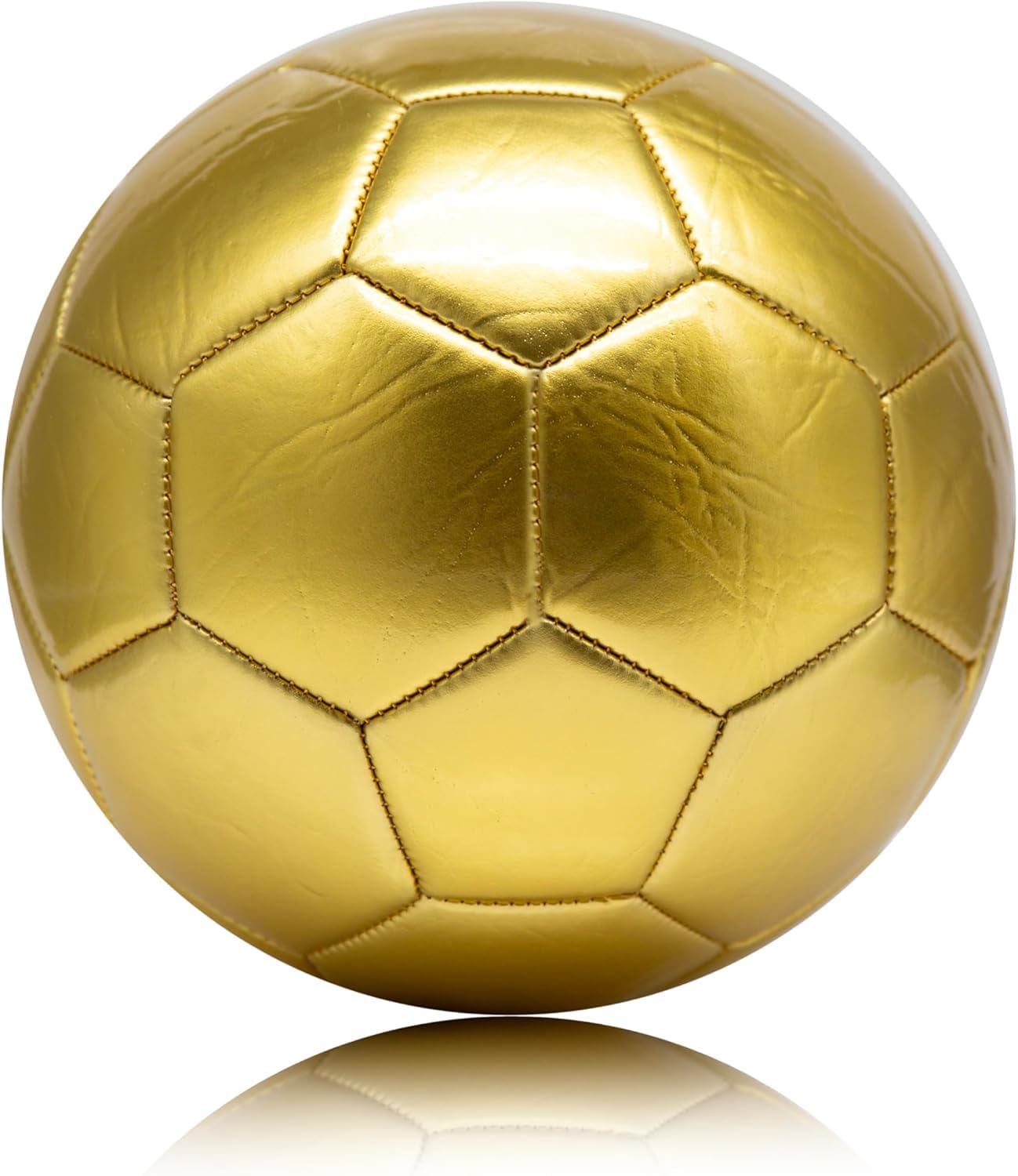 32 Panel Gold Plain Football, Size 5 - Metallic Golden Soccer Ball