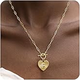 AiviGirl Initial Necklaces for Women Trendy,14k Gold Plated A-Z Personized Custom Toggle Clasp Heart Pendant Necklace Dainty Gold Necklace Women Jewelry for Christmas Gifts
