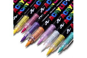Guangna 24 Colors Direct Liquid Soft Head Acrylic Marker Pens,Tooli Art Acrylic Paint Markers, Brush Tip Acrylic Paint Pens, Ideal for Canvas, Wood, Stone, and DIY Crafts