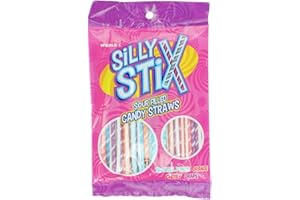 Silly Stix Sour Filled Candy Straws 2.75oz Bag - Tropical Punch, Orange, Cherry, Grape (Pack of 1)