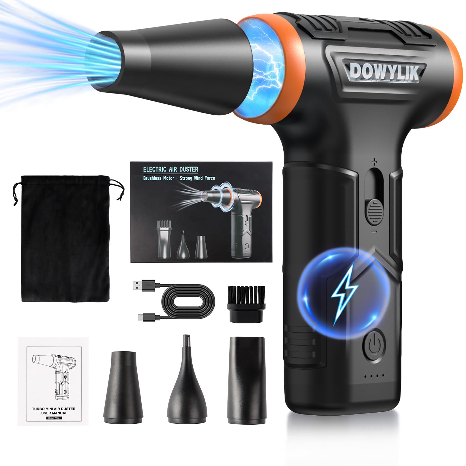 DOWYLIK Compressed Air Duster, 220000RPM Electric Air Duster, Canned ...