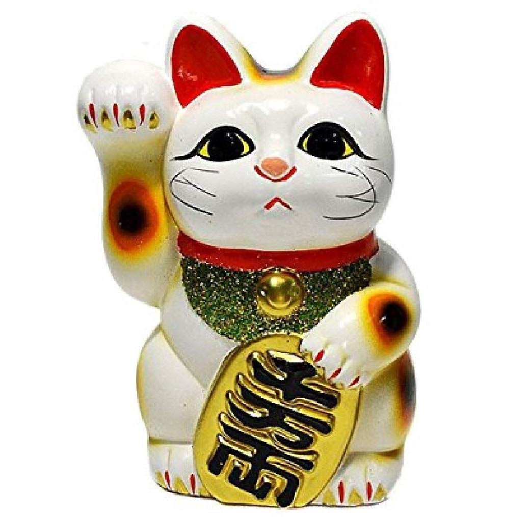 Made in Japan Lucky Cat 6.3'' Tokoname Porcelain White Maneki Neko Right Hand