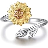 Sunflower Cremation Ring for Ashes - 925 Sterling Silver Adjustable Cremation Urn Jewelry You Are My Sunshine Daisy Memorial Keepsake Locket For Mother Daughter Wife Women Human Ash