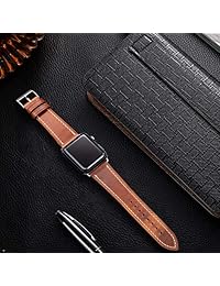 Correa de repuesto compatible con iWatch de 1.496 in y 1.575 in, correa de piel de grano superior para iWatch serie 4, serie 3, serie 2, serie 1, deporte, edición