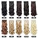 7pcs/set Clip in Hair Extensions 20inch Long Wavy Natural Color Heat Resistant Kanekalon Synthetic Hairpiece Gifts for Girl Lady Women (1B#)