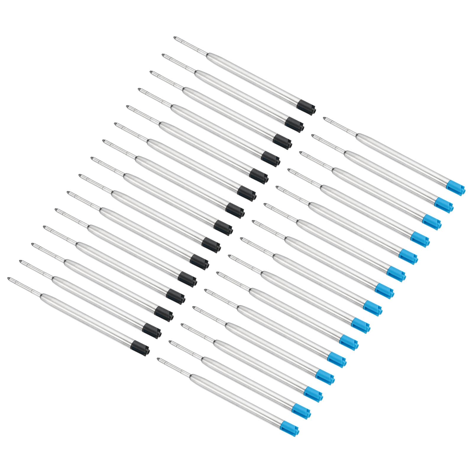 PATIKIL 1mm Pen Ink Refills, 30 Pcs Ballpoint Refill Medium Point Metal Compatible Replaceable Replacement for Retractable Pen Writing Office, Black, Blue Ink