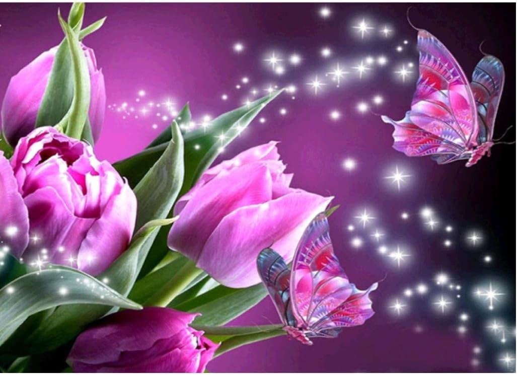 KEATTL 5D DIY Diamond Painting, Flower Butterfly Embroidery Painting DIY Cross Stitch Kit Xmas Décor