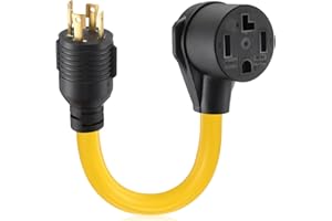 Tellegloww NEMA L14-30P to 14-30R 30 Amp Dryer Generator Adapter Cord 4 Prong L14-30P Locking Generator Male to 14-30R RV Dryer Female for RV EV Charger, 10 AWG STW, 1FT, ETL Listed