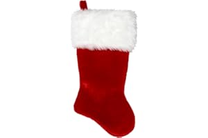Northlight 20" Red and White Plush Traditional Christmas Stocking with Cuff