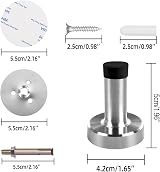Northern Brothers 5cm Chrome Door Stop Pack of 6 with Self Adhesive or Wall view 2