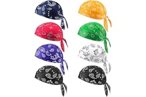 KABAKE 8Pcs Do Rag Skull Cap Bandana Hat Doo Rags Beanie Cooling Sweat Wicking Head Wraps Cycling Helmet Liner