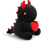 Ditucu Original Loving Dinosaur Stuffed Animal with Holding Red Heart Plush Cute Dino Plushies Toys for Romantic Sweet Valentine's Day Gifts for Kids Girlfriend Black 12 inch