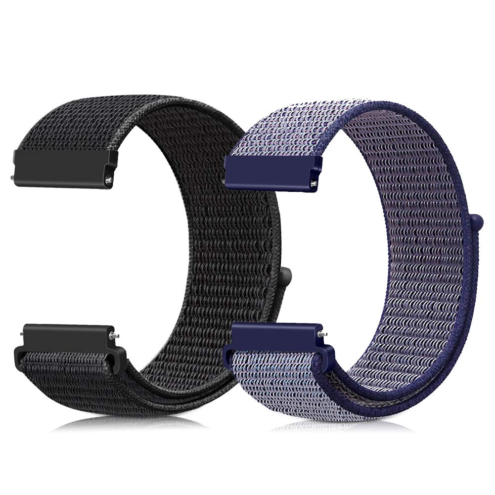 [Runostrich] 腕時計バンド 20mm 22mm 時計バンド ループナイロンバンド NATOストラップに似通る 工具が要らなく、気軽に差し替える (22mm, ブラック+ミッドナイトブルー)商品画像