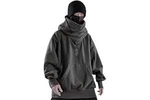 FXBAR Mens Hip Hop Hoodies Designed Oversize Mask Turtleneck Hooded Sweatshirts For Men Streetwear Trendy Sweatshirts