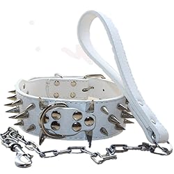 haoyueer 2 inches Wide Leather Sharp Rivets Dog