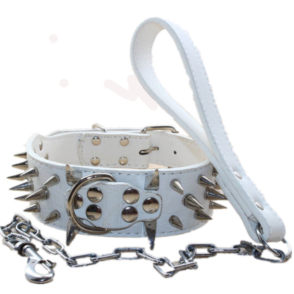 haoyueer 2 inches Wide Leather Sharp Rivets Dog