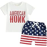 Rtnnsbbfcm 4th Of July Baby Boy Outfit USA Short Sleeve T Shirt Tops + Shorts Sets America Flag First Fourth July Clothes