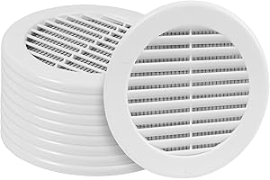 HVAC OV 10pack ø4" Inch White Plastic Round Soffit Vent - Air Vent Louver - Grille Cover - Built-in Fly Screen Mesh - HVAC Ventilation - Fresh Air Exchange in Your Household