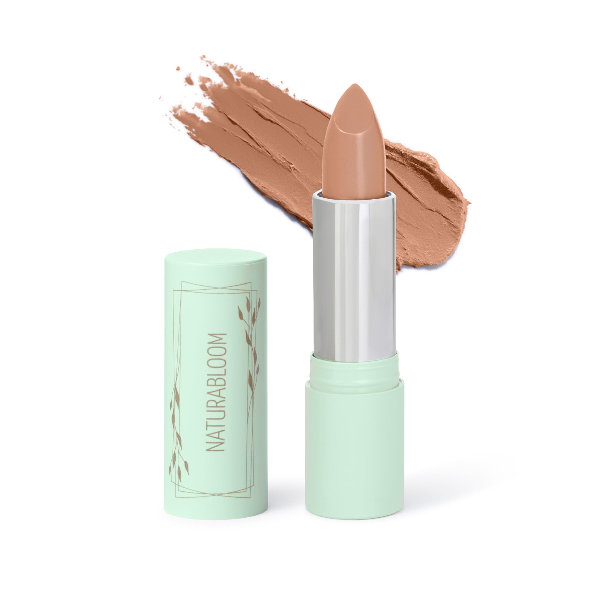 NATURABLOOM Hydrating Lipstick Long Lasting (Macadamia) - 90% Natural, Vegan Nude Lipstick, Highly-Pigmented, Moisturising, with Natural Oils, Vitamin E and D, Cream Finish Lip Color