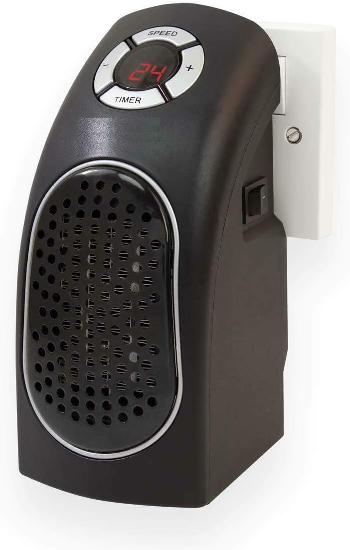 Netagon Small PTC Plug in Heater with 2 Heat Settings, Timer & LED Display - BLACK