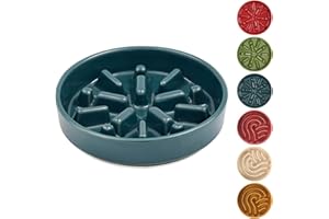 BICOPET Ceramic Maze Slow Feeder Dog Bowl for Small & Large Breeds, Slow Eating Food Bowl, Non-Slip Stand, Pet Food Puzzle Design- 9-25OZ (Blue-M)