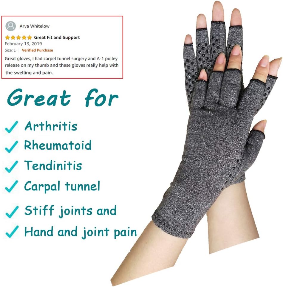 Arthritis Gloves Compression Glove for Arthritis for Women and Men-Ease Rheumatoid, Osteoarthritis Swelling ,Osteoarthritis,Muscle Tension and Computer Typing (1 Pair) (M): Health & Personal Care